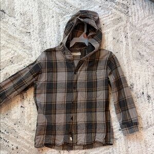 Zara Brown Plaid Hooded Kids Shirt